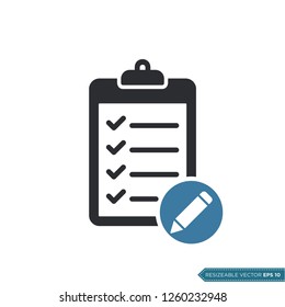 Pencil and Clipboard Icon Vector Template