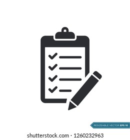 Pencil and Clipboard Icon Vector Template Illustration Design