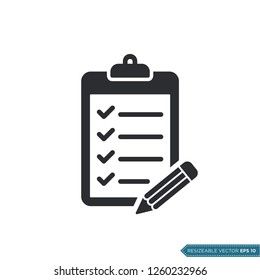 Pencil and Clipboard Icon Vector Template Illustration Design