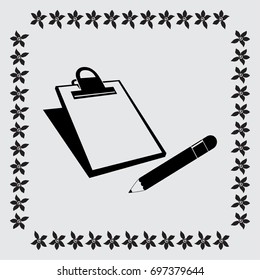 pencil and clipboard vector icon