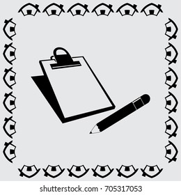 pencil and clipboard vector icon