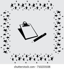 pencil and clipboard vector icon