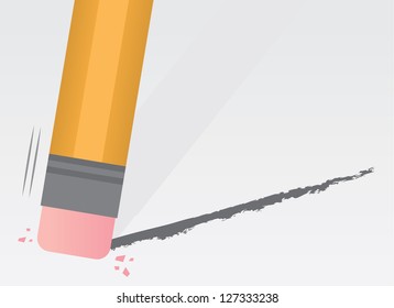 Pencil close up erasing a line