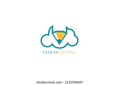 Pencil cloud logo design. Education logo concept. Cloud education logo vector, cloud and pencil design.