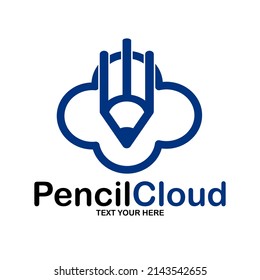 Pencil cloud vector logo template. This design use blue color and education symbol. Suitable for website or online.