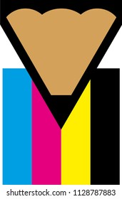 pencil in CMYK background