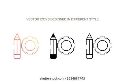Pencil And Cog icon design with white background stock illustration