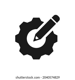 Pencil and cogwheel. Edit preferences icon concept isolated on white background. Vector illustration
