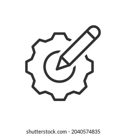 Pencil and cogwheel. Edit preferences icon concept isolated on white background. Vector illustration