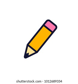 Pencil Color Icon, Vector Flat Style Isolated illustration.