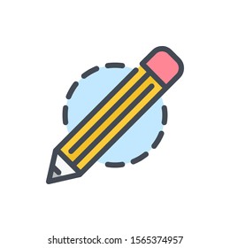 Pencil color line icon. Mechanical drawing and draftsmanship vector outline colorful sign.