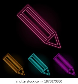 pencil color neon set. Simple thin line, outline vector of web icons for ui and ux, website or mobile application