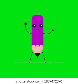 Pencil with color of purple an expresive for children. The simple flat design