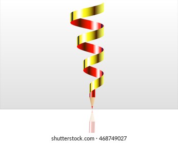 pencil color ribbons icon 3d