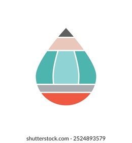 Pencil color vector logo template. flat color.