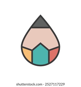 Pencil color vector logo template. flat color.
