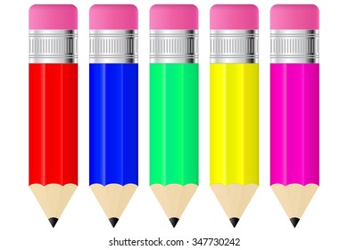Pencil. Colored set. Vector illustration isolated on white background