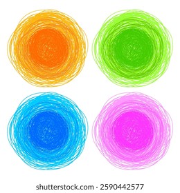 Pencil colorful hand drawn scribble circle frames. Abstract vector illustration	
