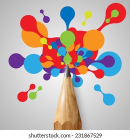 A pencil with colorful shapes, vector