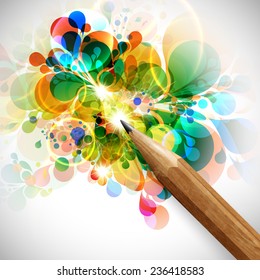 A pencil with colorful shapes, vector