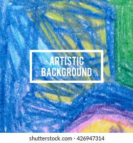 Pencil colorful vector artistic background. Blue, yellow, pink, green colors