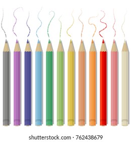 Pencil colors vector illustration. Set of colorful pencil colors isolated on white background. 