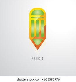 Pencil colour gradation Yellow. orange. red. modern design vector illustration on a White Background.