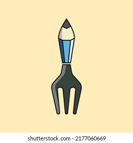 pencil combination fork vector logo icon, good for food and drink, restaurant