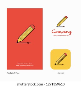 Pencil Company Logo App Icon and Splash Page Design. Creative Business App Design Elements