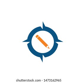 pencil compass icon logo design vector