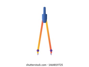 Pencil compass. Vector isolated illustration. Circinus.