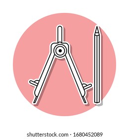 pencil and compasses sticker icon. Simple thin line, outline vector of Home repair tool icons for ui and ux, website or mobile application