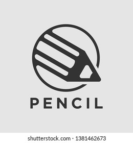 pencil concept logo vector, with a simple black and white style