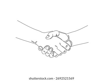 BleistiftkonzeptEine einzige durchgehende Linienzeichnung von zwei Händeschüttelnden Geschäftsleuten. Illustrationsvektor	
