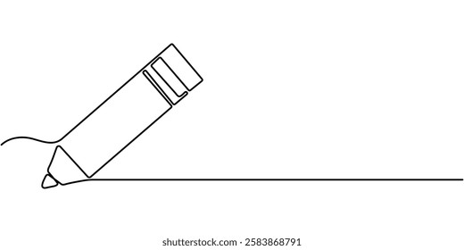 Pencil Continuous Line Art Illustration Continuous one drawing of pencil icon. Pencil linear icon. One line drawing background. Vector illustration. Pencil continuous line, pro vector.