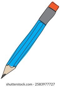 Pencil in continuous line style on a white background