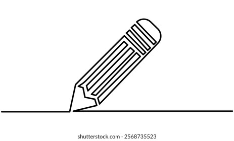 Pencil Continuous One Line Drawing Icon for Modern Design, pencil one line drawing Vector illustration