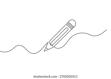 Pencil continuous one line drawing minimalist style isolate outline vector illustration for design