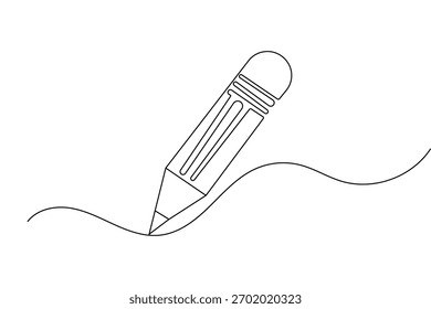 Pencil continuous one line drawing minimalist style isolate outline vector illustration for design