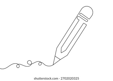 Pencil continuous one line drawing minimalist style isolate outline vector illustration for design