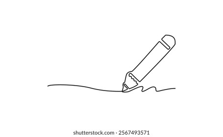 pencil continuous one-line drawing vector