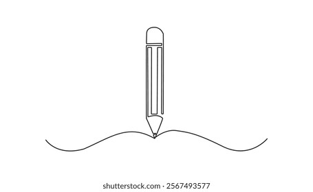 pencil continuous one-line drawing vector