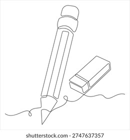 Pencil continuous oneline drawing vector illustration