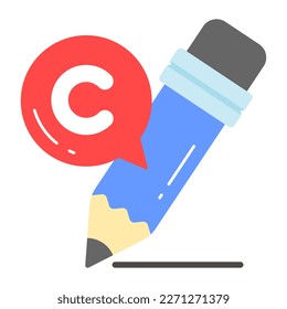 Pencil with copyright bubble, vector design of copyright