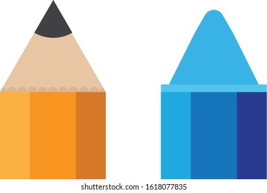 pencil and crayon bud flat illustration design
