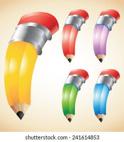 Pencil crayon cartoon icon set