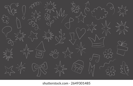 pencil crayon hand drawn icon background . Cute school sketch. Color cloud, house, flower, rainbow sun, star. Vector kid pencil illustration. Cute crayon child doodle illustration