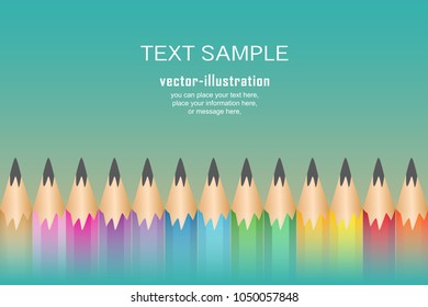 Pencil crayon horizontally and  green background - Symbol Library illustration -  Vector illustration