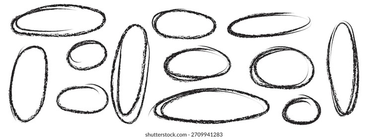 Stift Stift Kreise in einfachen handgezeichneten grunge strukturierten Stil Sammlung. Kreide Skizze Doodle Check unterstrichenen Rahmen.