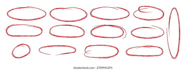 Stift Stift Kreise in einfachen handgezeichneten grunge strukturierten Stil Sammlung. Kreide Skizze Doodle Check unterstrichenen Rahmen.
